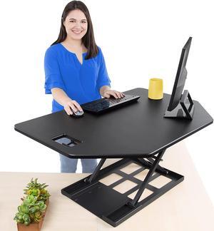 X-Elite Pro | Premier Corner Standing Desk Converter | Extra Large 40 Inch Sit to Stand Desk | Fully Assembled | Height Adjustable Desk Converter for Cubicles and L-Shaped Desks (Black)