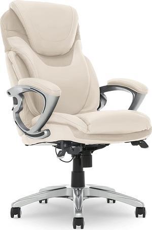 Serta AIR Health and Wellness Executive Office Chair, High Back Big and Tall Ergonomic for Lumber Support Task Swivel, Bonded Leather, Cream
