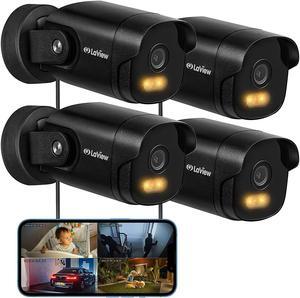 2K Security Camera Outdoor with Color Night Vision,3MP Wired Cameras for Home Security,IP65 Waterproof Camera, 24/7 Live Video,2 Way Audio,Cloud Storage/SD Slot, 4pcs