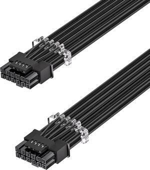 PCI-e 5.0 GPU Power Cable - 70cm 16pin (12+4) 12VHPWR Male to Male Sleeved Cable with Combs, 600W PCIe 5 Power Cable for Geforce RTX 3090Ti 4070 Ti 4080 4090 to ATX 3.0 Modular Power Supply
