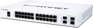 FORTINET FortiSwitch 124F - FS-124F, Managed, 24x GE Port + 4X SFP+ Port + 1x RJ45 Console. Fanless Design. Rack Mountable