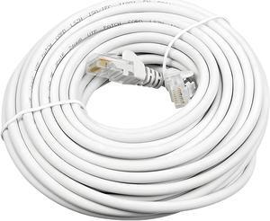 Cat5e Cable 100ft, RJ-45 Ethernet Patch Cord, Network Internet Cord, Standard Copper Wire, for Router, Laptop - White