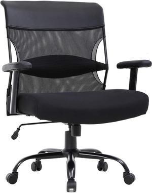 Big and Tall Office Chair 500lbs Wide Seat Desk Chair Ergonomic Computer Chair Task Rolling Swivel Chair with Lumbar Support Armrest Adjustable Mesh Chair for Adults Women, Black