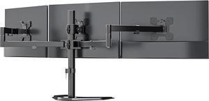 Free Standing Triple LCD Monitor Fully Adjustable Desk Mount Fits 3 Screens up to 27 inch, 22 lbs. Weight Capacity per Arm, Black