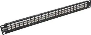Tripp Lite 24-Port Cat6 / Cat5 Patch Panel STP Shielded Down-Angled Ports RJ45 Ethernet 1U Rackmount TAA
