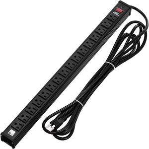 16-Outlet Heavy Duty Metal Power Strip, 15-Foot Power Cord / 15 Amps / 1875W for Office, School (UL Listed)