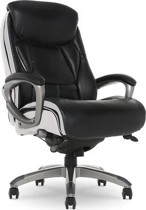 Serta Executive Office Chair with Smart Layers Technology | Leather and Mesh Ergonomic with Contoured Lumbar and ComfortCoils | Black & White
