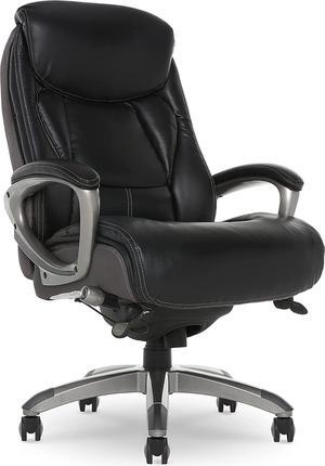 Serta Executive Office Smart Layers Technology Leather and Mesh Ergonomic Computer Chair with Contoured Lumbar and ComfortCoils, Black and Grey