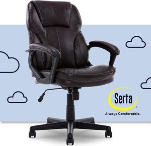 Serta Works Executive Leather Office Chair with Back in Motion Technology, Opportunity Gray
