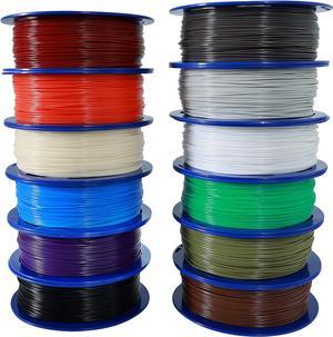 1.75mm ABS 3D Printer Filament 12 Spools Bundle, 12 Most Basic Popular ABS Colors Packed, Each Spools 0.5kg, Total 6kgs 3D Printer ABS Material with One Bottle of 3D Printer Stick