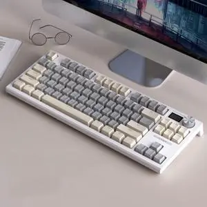 LANGTU Three mode RGB Hot plug Gaming Mechanical Keyboard , Wired Wireless Bluetooth Gaming Office Keyboard - White LT84