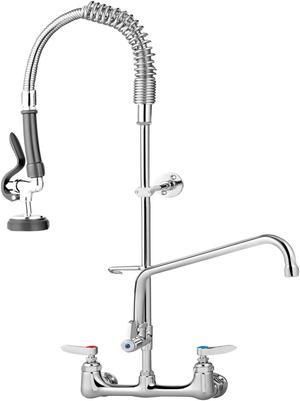 12" Commercial Wall Mount Kitchen Pre-Rinse Faucet w/ Add-On Tap Restaurant