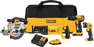 DEWALT 20V MAX Power Tool Combo Kit, 4-Tool Cordless Power Tool Set with 2 Batteries and Charger