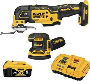 DEWALT 20V MAX Orbital Sander and Oscillating Tool, Cordless Woodworking 2-Tool Set with 5ah Battery and Charger