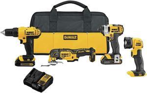 DEWALT 20V MAX Power Tool Combo Kit, 4-Tool Cordless Power Tool Set with 2 Batteries and Charger