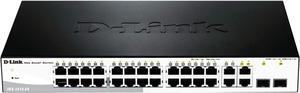 D-Link 28-Port Fast Ethernet Web Smart Switch including 2 Gigabit BASE-T and 2 Gigabit Combo BASE-T/SFP Ports (DES-1210-28) CN Cord