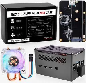 Raspberry Pi 4 Model B Aluminum Case with M.2 SATA SSD adapter