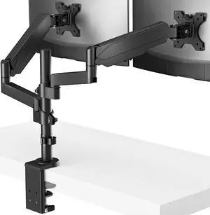 Dual Monitor Mount, Adjustable Gas Spring Arms VESA Desk Mount for 2 Monitors up to 32 inch, 17.6lbs Weight Capacity, Fully Adjustable for Home Office , Black