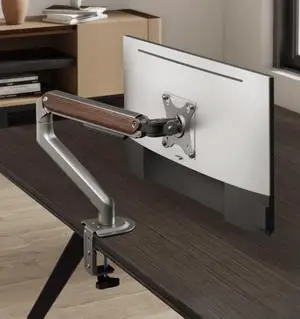 Single Monitor Arm, Monitor Desk Mount Fits 17 to 32 Inch, Adjustable Monitor Stand Holds 19.8lbs Height Adjustable Monitor Stand Black Brown