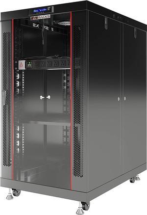 Server Rack Locking Cabinet Network Enclosure Premium Series for Server AV Networking Computer and Other IT Equipment - 35-inch Depth - Thermosystem/LCD Screen (18U)