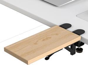 Ergonomics Desk Extender Tray 118x59 PunchFree Clamp on Foldable Keyboard Drawer Tray Table Mount Arm Wrist Rest Shelf Computer Elbow Arm Support Maple