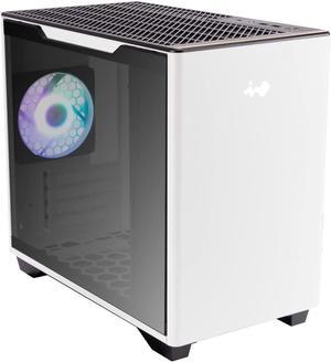 In Win A3 White, MicroATX  Gaming Chassis, Type-C Port Tempered Glass Side Panel - Water Cooling Ready - Mercury 120mm ARGB Rear Fan