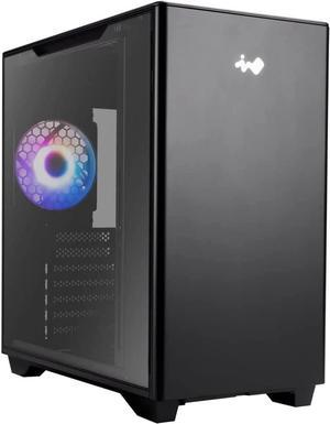 In Win A5 Gaming Chassis, Type-C Port Tempered Glass Side Panel - Water Cooling Ready - Mercury 120mm ARGB Rear Fan, Black