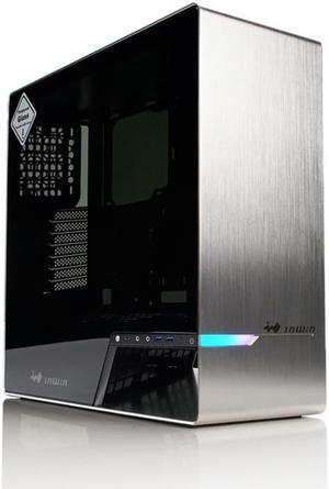 IN WIN Sliver ATX Mid Tower Gaming Computer Case with Tempered Glass Aluminum ,OLED Panel Programmable RGB Flare Lighting Mode