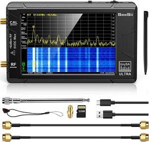 TinySA Ultra Spectrum Analyzer, SeeSii 4.0 Inch 100kHz to 5.3GHz Handheld Tiny Frequency Analyzer with 32Gb Card, 2-in-1 Signal Generator 100kHz to 800MHz MF/HF/VHF UHF Input,V0.4.5.1