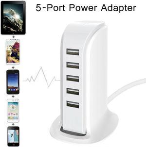 5 Port Multi USB Charger Station Desktop Fast Charging Hub Tower Adapter Travel