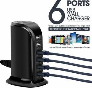 6 Port USB Charger Charging Station Desktop Hub for iPhone Samsung Universal