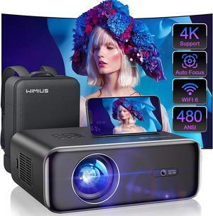 Auto Focus Projector with WiFi 6 and Bluetooth 5.2, 480 ANSI Projector 4K, WiMiUS P62 Native 1080P Outdoor Movie Projector, Auto 6D Keystone & 50% Zoom, Smart Home Projector for Phone/PC/TV Stick