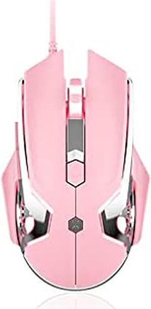 Wired Gaming Mouse, Ergonomic LED Backlit USB Gamer Mice Programmable 4 Level DPI Mouse Computer Laptop PC, for Windows Mac Linux OS, Pink