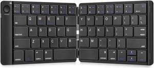Foldable Wireless Bluetooth Keyboard - Rechargeable Full Size Ultra Slim Folding Keyboard Compatible IOS Android Windows Smartphone Tablet and Laptop-Black