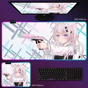 Multi Style Cartoon Cyberpunk Mech etc.. Custom Pattern RGB Gaming Mouse Pad, 14 LED LIGHTING MODES, Ultra Thick Non-Slip Ruber Base, Ultra Smooth Waterproof Surface,for Gaming, Computer & Office A24