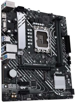 ASUS PRIME B660M-K Motherboard(Micro-ATX,Intel B660 LGA1700,2×DDR4 DIMM,PCI-E 4.0,USB3.2 Gen1, 2×M.2 Slot, 1×VGA ,1×HDMI,Windows 11 Ready)