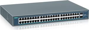 48 Port Gigabit PoE Switch Unmanaged with 2 1000Mbps SFP Uplink, 50 Port 802.3af/at 800W High Power PoE+ Network Switch, Metal Rackmount Power Over Ethernet Switch