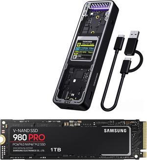 Explorer Edition M.2 NVMe SSD Enclosure Support 10s PLP Prevents Write Data Loss,USB 3.2 Gen 2 Type-C (10 Gbps) w/ SAMSUNG 980 PRO SSD 1TB PCIe NVMe Gen 4 Gaming M.2 Internal Solid State Drive