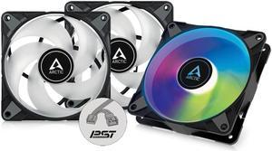 ARCTIC P12 PWM PST A-RGB (3 Pack) - 120 mm PWM case Fan Optimized for Static Pressure, case Fan, semi-Passive: 0-2000 RPM, 5V 3 pin ARGB LED, Single Fan - Black