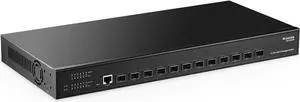 12 Port 10Gbps SFP+ Managed Switch, Support 1G SFP and 10G SFP+, 240Gbps Bandwidth L3 Managed Fiber Switch