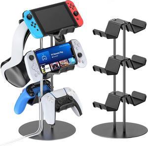 Controller Stand 3 Tiers with Cable Organizer for Desk, Universal Controller Display Stand Compatible with Xbox PS5 PS4 Nintendo Switch, Headset Holder & Desk Mounts for 8 Packs Controller