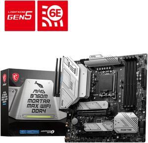 MSI MAG B760M MORTAR MAX WIFI Gaming Motherboard (Supports 12th/13th Gen Intel Processors, LGA 1700, DDR4, PCIe 5.0, M.2, 2.5Gbps LAN, USB 3.2 Gen2, Wi-Fi 6E, mATX)
