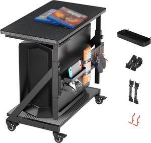 Height Adjustable Computer Tower Cart Stand, Mobile PC Laptop Standing Table, Printer Stand with Lockable Rolling Caster for Office Home