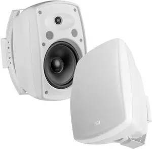 OSD 8" Outdoor Patio Speaker Pair 200W, Full Motion Bracket, Weatherproof IP54 Rated, Aluminum Grilles, White AP850