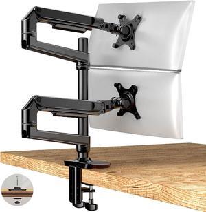 Dual Monitor Stand - Adjustable Dual Vertical Monitor Mount, Dual Monitor Arm for 13-40" Ultrawide Monitor Within 25 lbs, Computer Monitor Stand for 2 Monitors, C-Clamp/Grommet Base, Black
