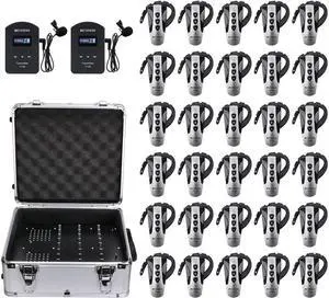 Case of 2 Transmitters 30 Receivers 1 Charging Case,Retekess TT106,Wireless Tour Guide System,492ft,Church Translation System,Language Translator for Church Service(Need Interpreter)