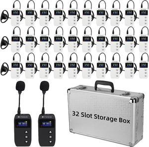 Retekess TT110 Tour Guide System, Magnetic Charging, AUX and MIC Dual Input, Church Translation System for Factory,School,Training(2 Transmitter 30 Receiver 1 Storage Box)