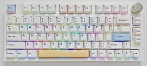 KEYDOUS Wireless Mechanical Keyboard with Knob Bluetooth 5.0/2.4G/Wired Connection 75% Hot Swappable Custom RGB Programmable Gaming Keyboard with PBT Keycap for Win Mac-Gateron Pro Milky Yellow Switch