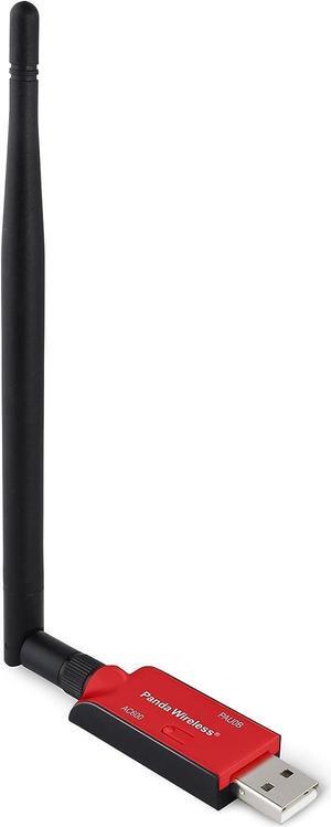 Panda Wireless PAU0B AC600 Dual Band (2.4GHz and 5GHz) Wireless N USB Adapter W/High Gain Antenna - Windows XP/Vista/7/8/8.1/10/11, Mint, Ubuntu, openSUSE, Fedora, Rocky, Kali Linux and Raspbian