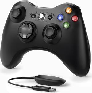 Wireless Controller Compatible with Xbox 360 2.4G Wireless Controller Gamepad Joystick Compatible with Xbox 360&360Slim /PC with Receiver - Black